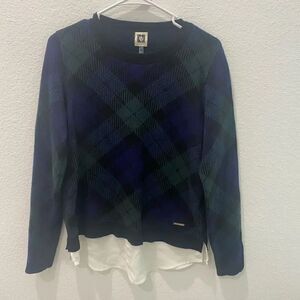 Anne Klein Plaid Sweater Size Small